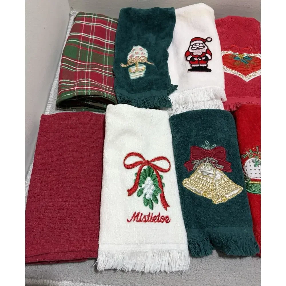 Decorative Christmas Hand Towel Lot of 12 Bath Kitchen Assorted Brands
